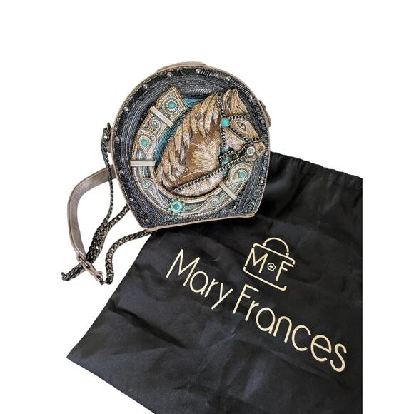 Mary Frances Handbags - Mary Frances Ready to Ride Horse Crossbody Black Beaded Handbag Western Cowgirl